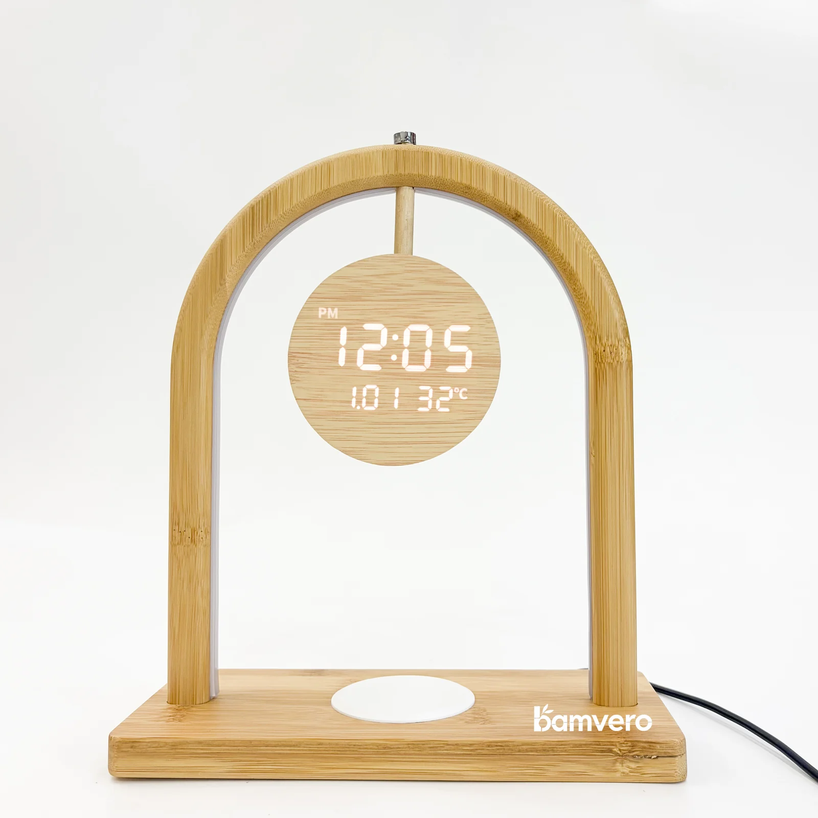 Arch Bamboo Clock Lamp product view for B2B sourcing