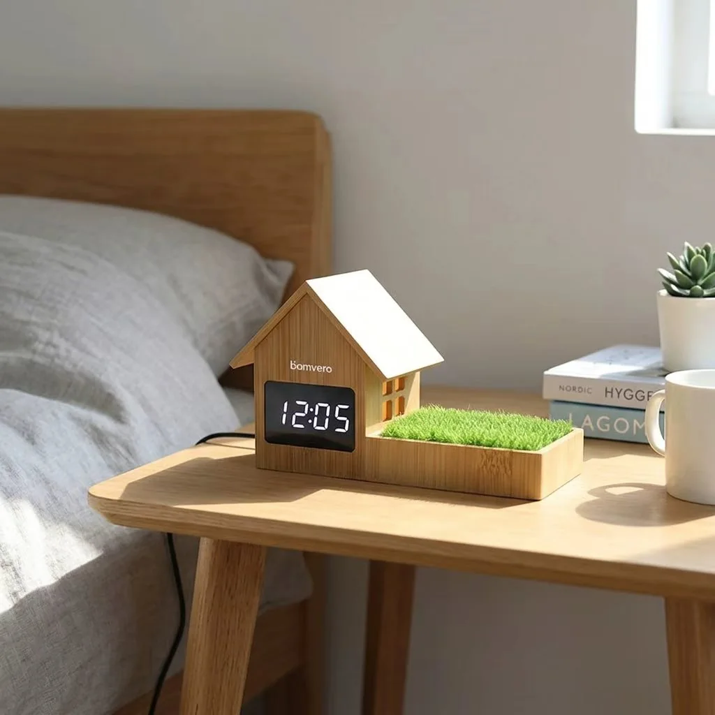 House shaped bamboo clock daylight scene