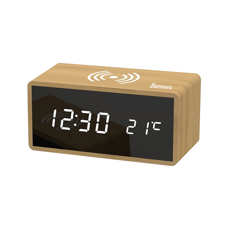 1299 Bamboo Wireless Charging Clock thumbnail 2