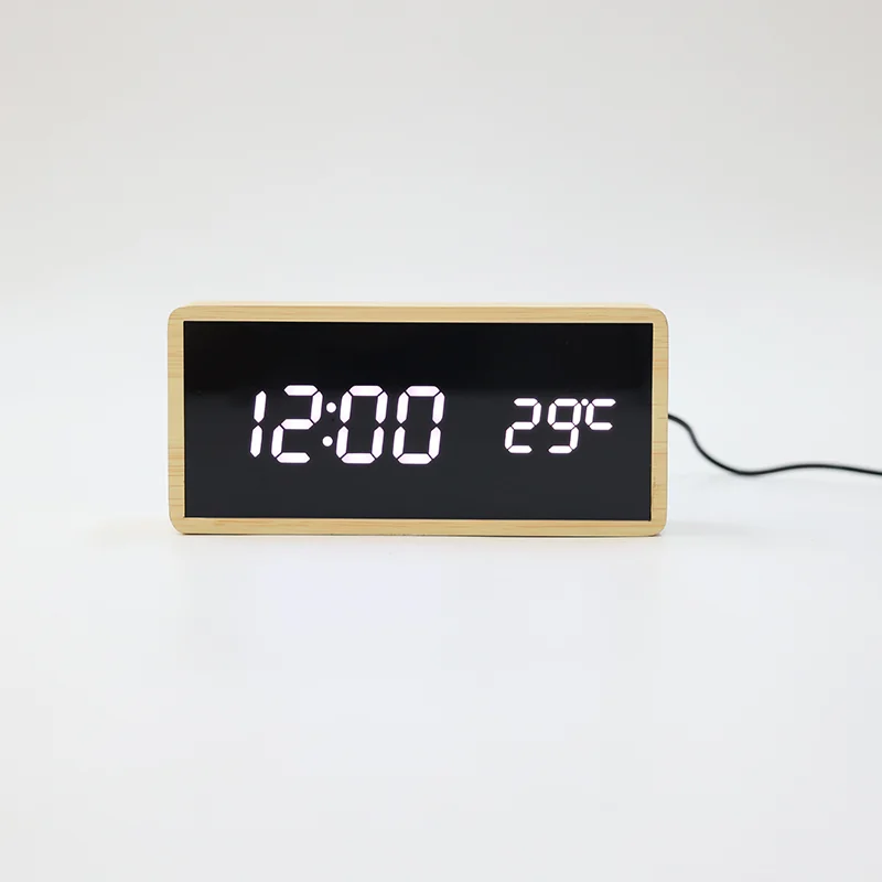 1299 Basic Bamboo LED Temperature Clock thumbnail 3