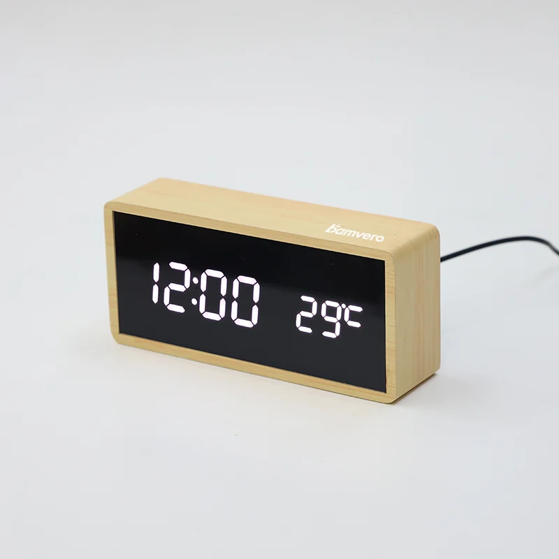 1299 Basic Bamboo LED Temperature Clock thumbnail 5