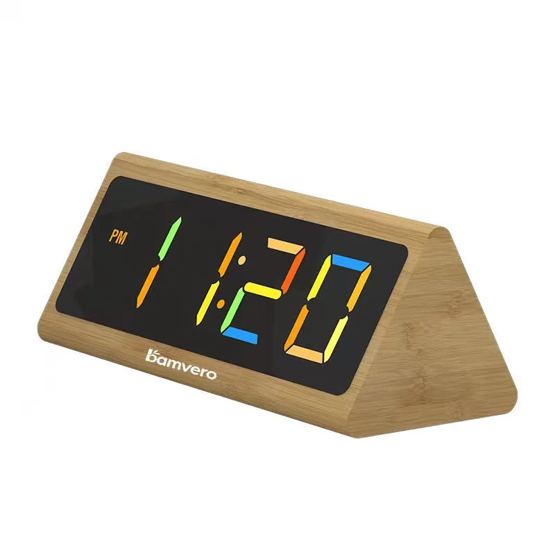 2109 Triangular Bamboo RGB LED Clock thumbnail 3