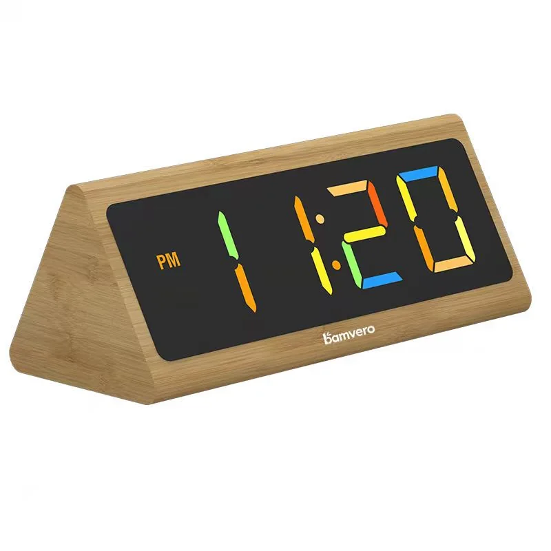 2109 Triangular Bamboo RGB LED Clock thumbnail 4