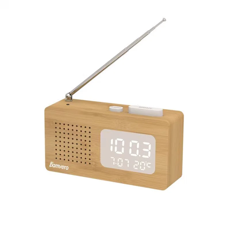 2605 Compact Bamboo Radio Alarm Clock thumbnail 2