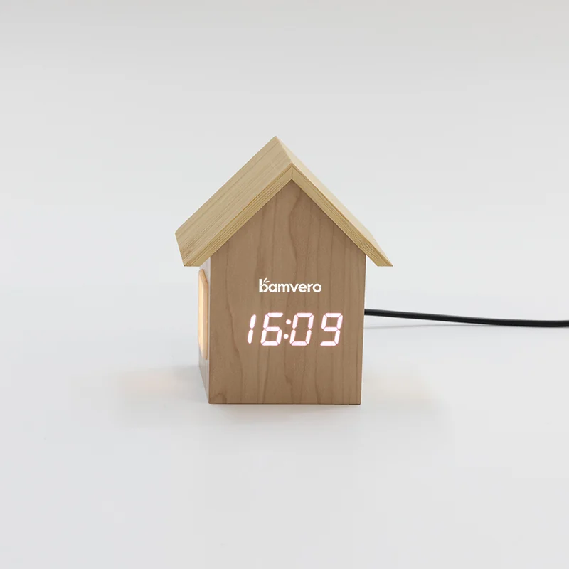 F003 Bamboo House Clock with Ambient Light thumbnail 3