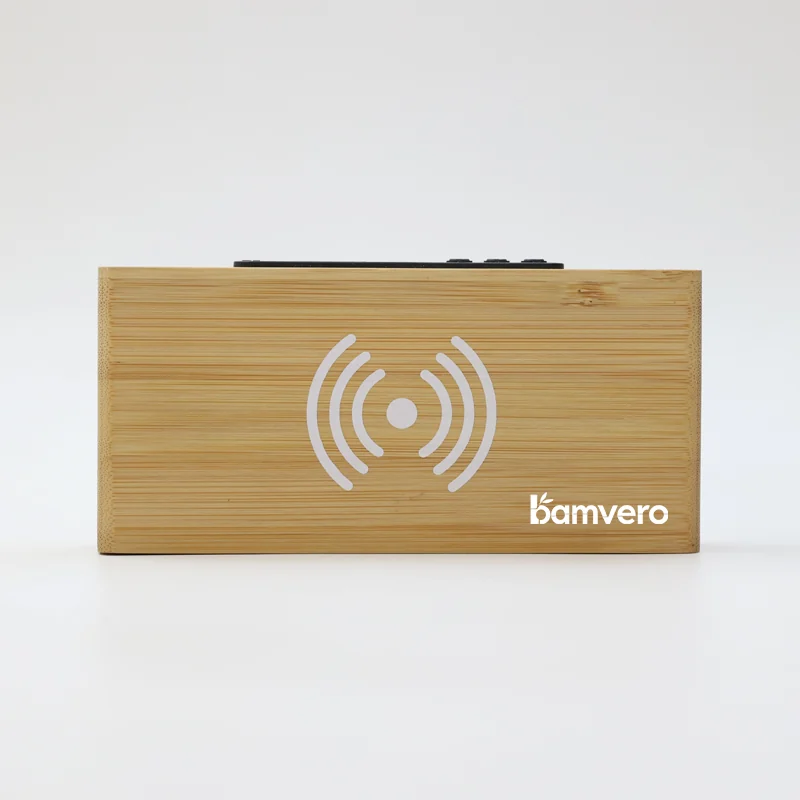 W101 Bamboo Wireless Charging Clock thumbnail 5