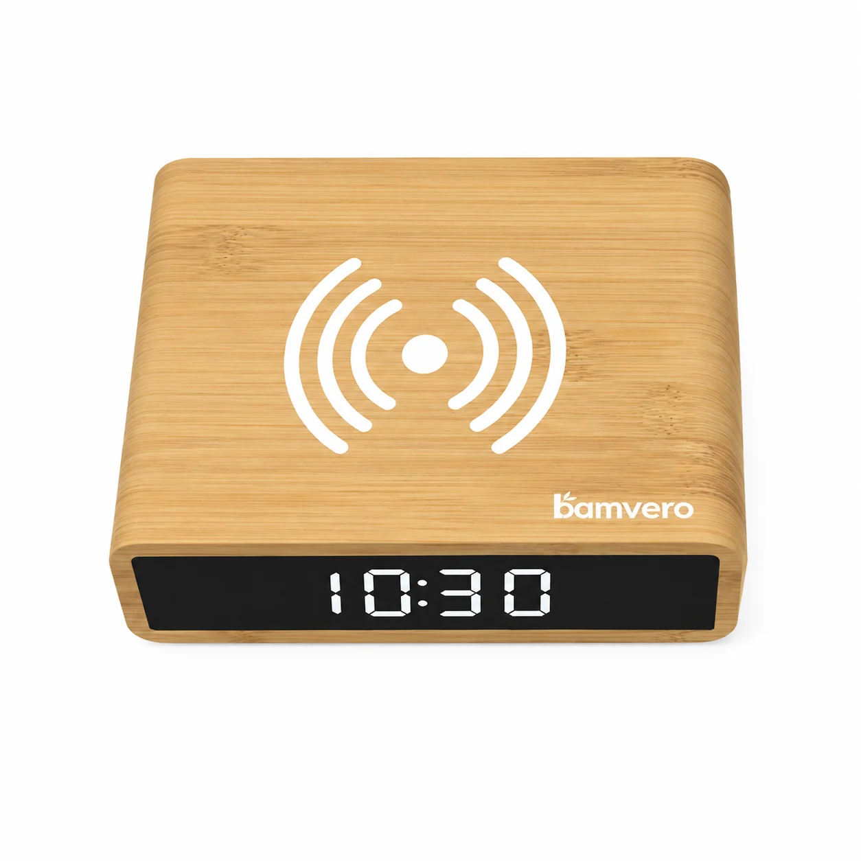 W102 Bamboo Wireless Charging Clock thumbnail 2