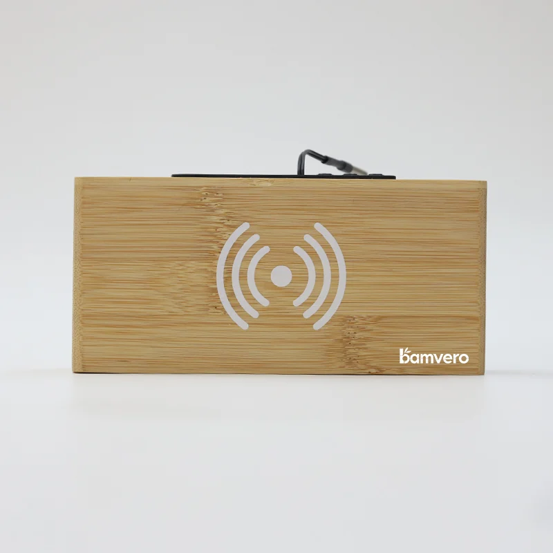 W109 Bamboo Wireless Charging Clock thumbnail 5