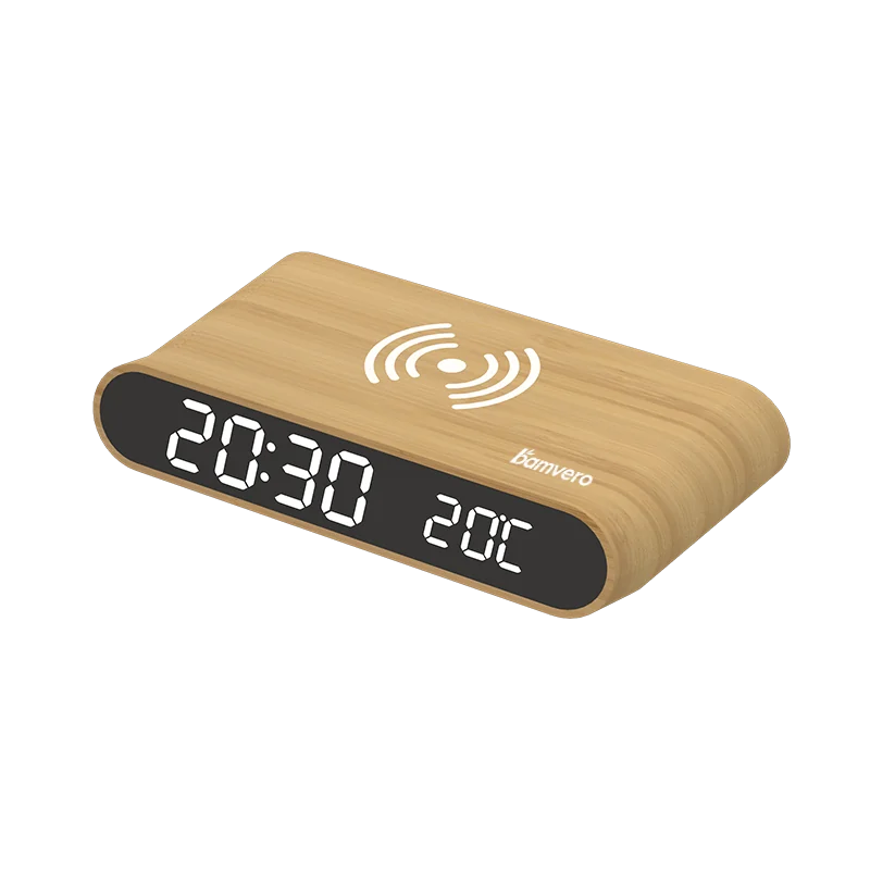 W111 Bamboo Wireless Charging Clock thumbnail 4