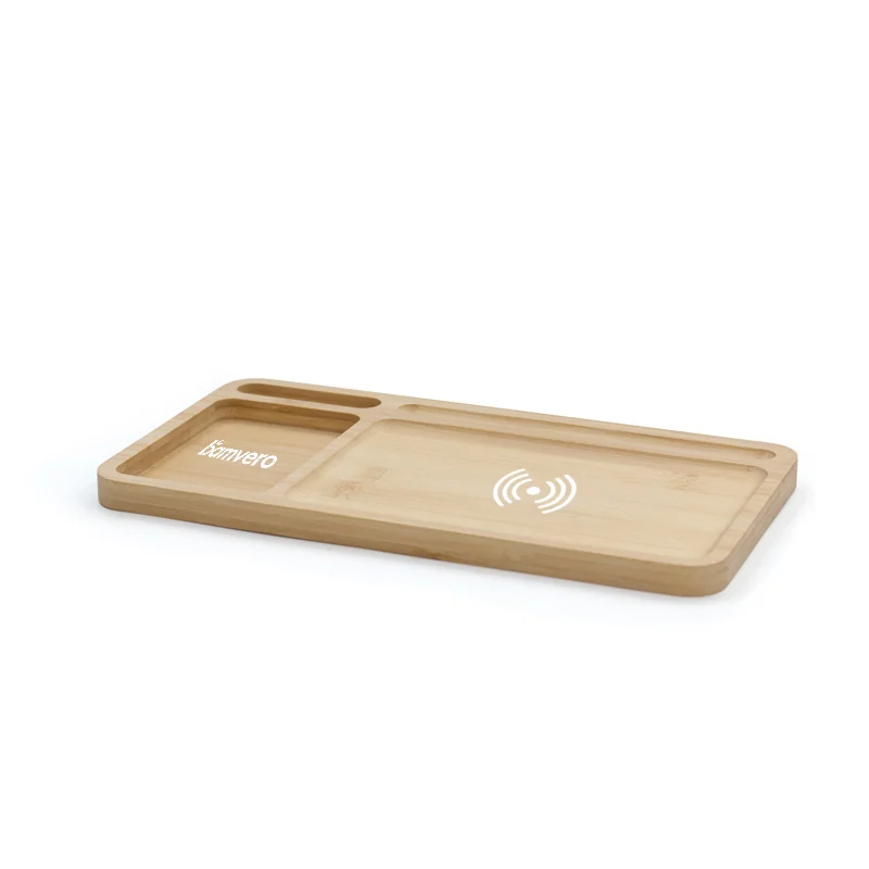 W119 Bamboo Wireless Charging Desk Organizer thumbnail 3
